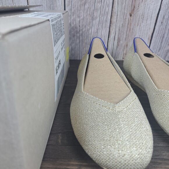 Rothy's Round Toe Light Gold Platinum Metallic Ballet Flats Women's Sz 9.5 (NIB) - Picture 3 of 11